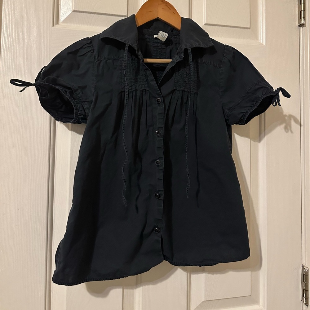 Anthropologie X Odille Puff-Sleeved Pintuck Collared Blouse